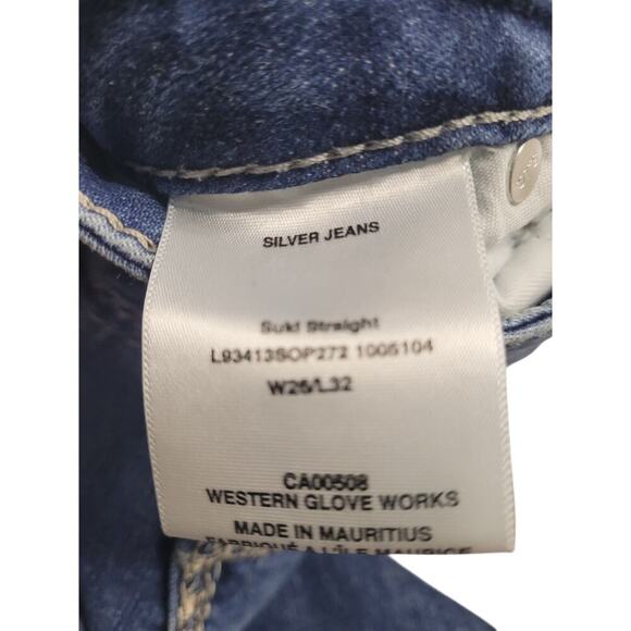 Silver Jeans Suki Straight Dark Distressed Indigo Stretch 26W/32L - Picture 4 of 5